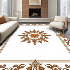 Ornate Floral Medallion Border Design Rug