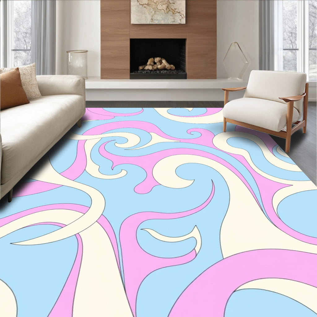 Pastel Swirl Pattern Design Rug