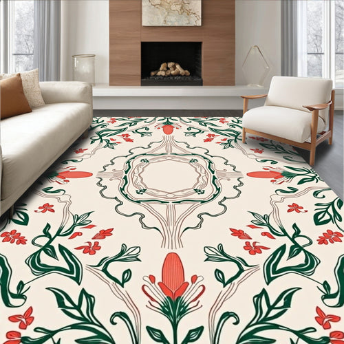 Art Nouveau Floral Vines Pattern Rug