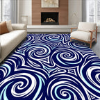 Deep Blue Swirls Abstract Pattern Rug