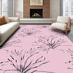 Delicate Sketchy Floral Pink Pattern Rug