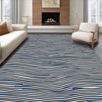 Navy Wavy Lines Pattern Rug