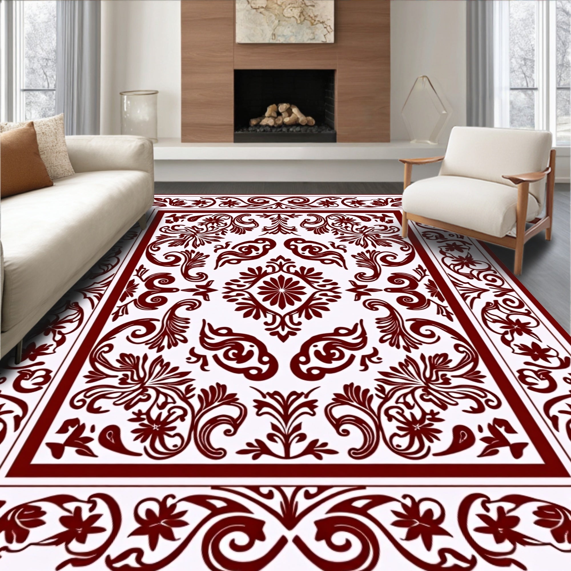 Elegant Floral Scrollwork Heritage Design Rug