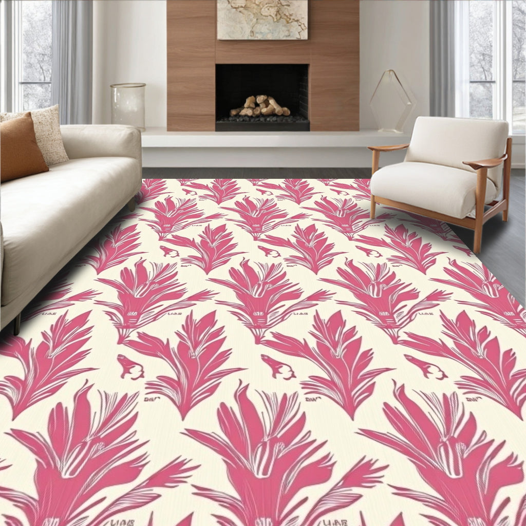 Vintage Botanical Print Pattern Rug