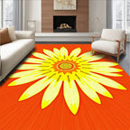 Bright Yellow Flower Radial Design Rug