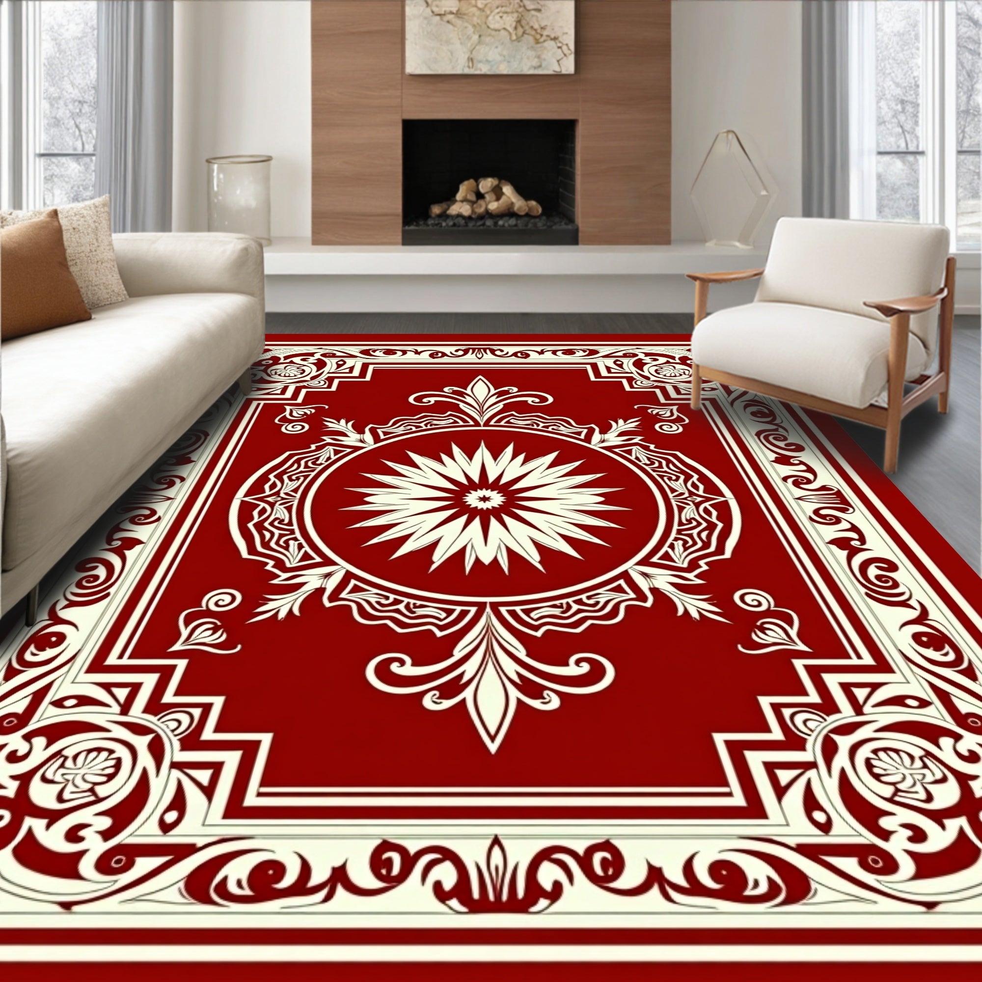 Ornate Floral Inlay Pattern Rug