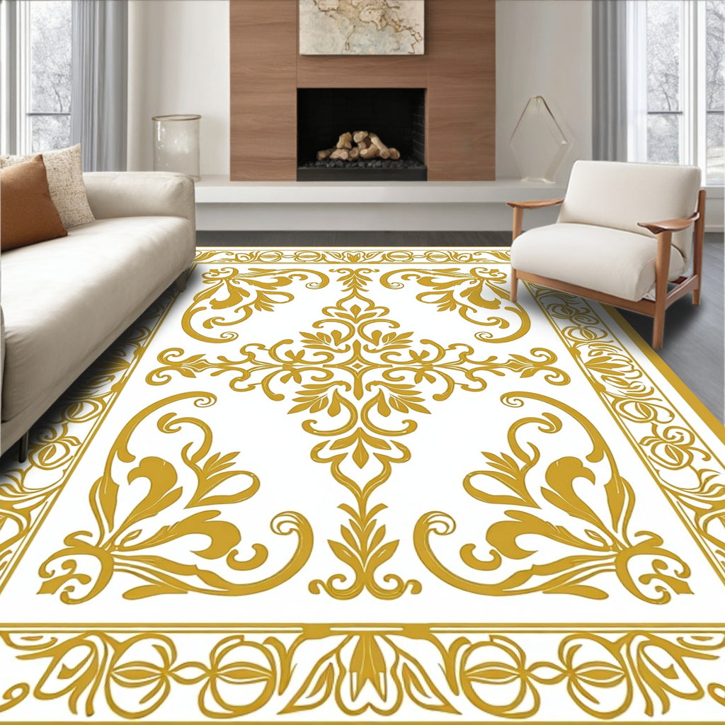Ornate Floral Scroll Pattern Rug