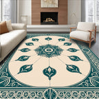 Floral Medallion With Intricate Border Design Rug