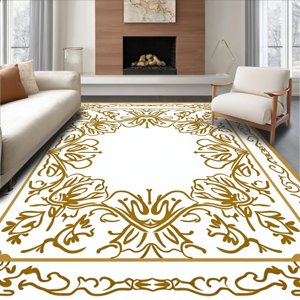 Ornate Floral Scrollwork Pattern Rug