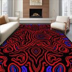Intricate Red Blue Organic Pattern Rug