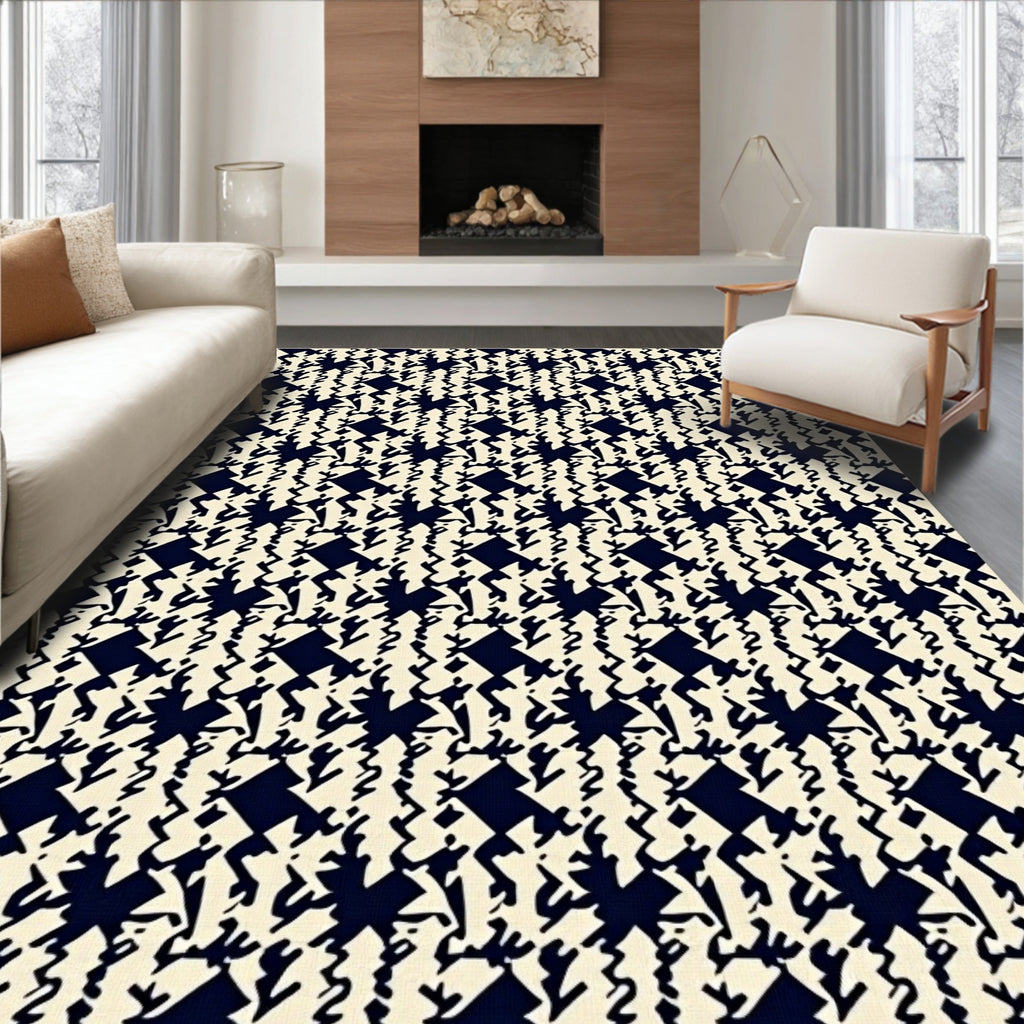 Classic Houndstooth Geometric Pattern Rug