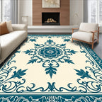 Dark Teal European Medallion Rug