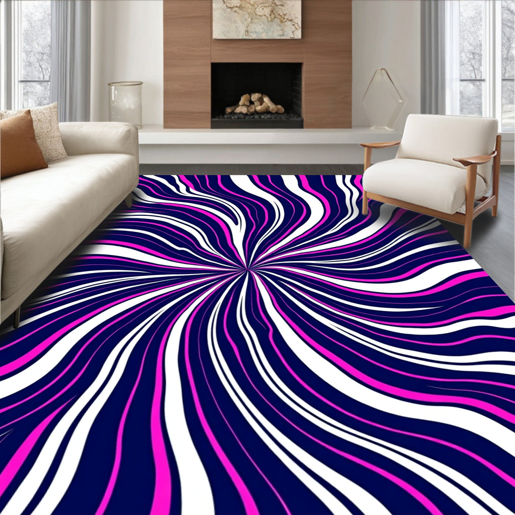 Vibrant Swirl Pink White Blue Rug