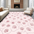 Organic Leaf Flower Line Art Rug
