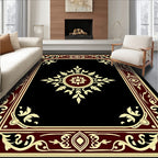Regal Maroon Floral Medallion Border Rug