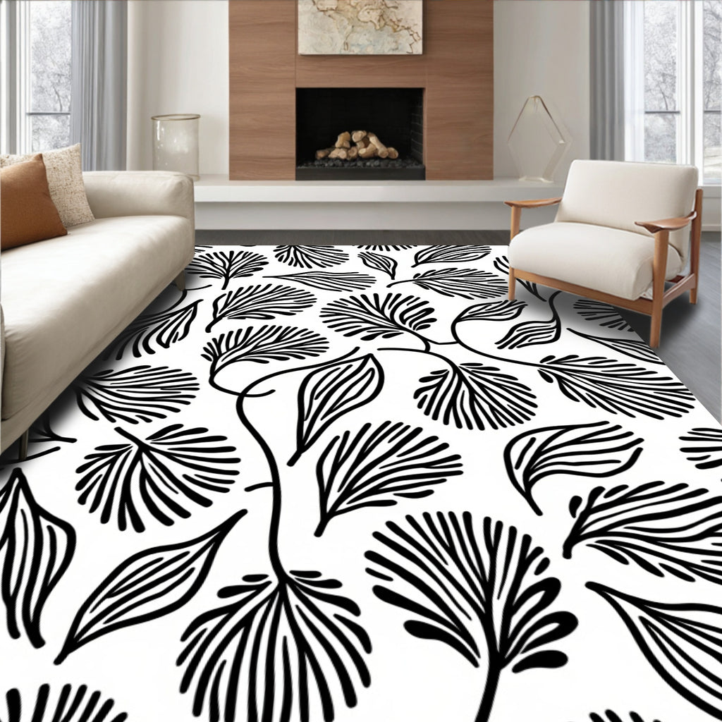 Organic Swirl Leaf Pattern Rug