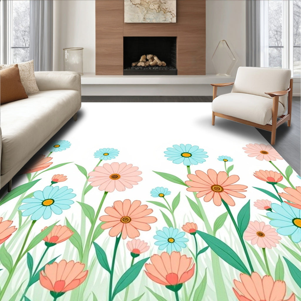 Spring Meadow Floral Pattern Rug