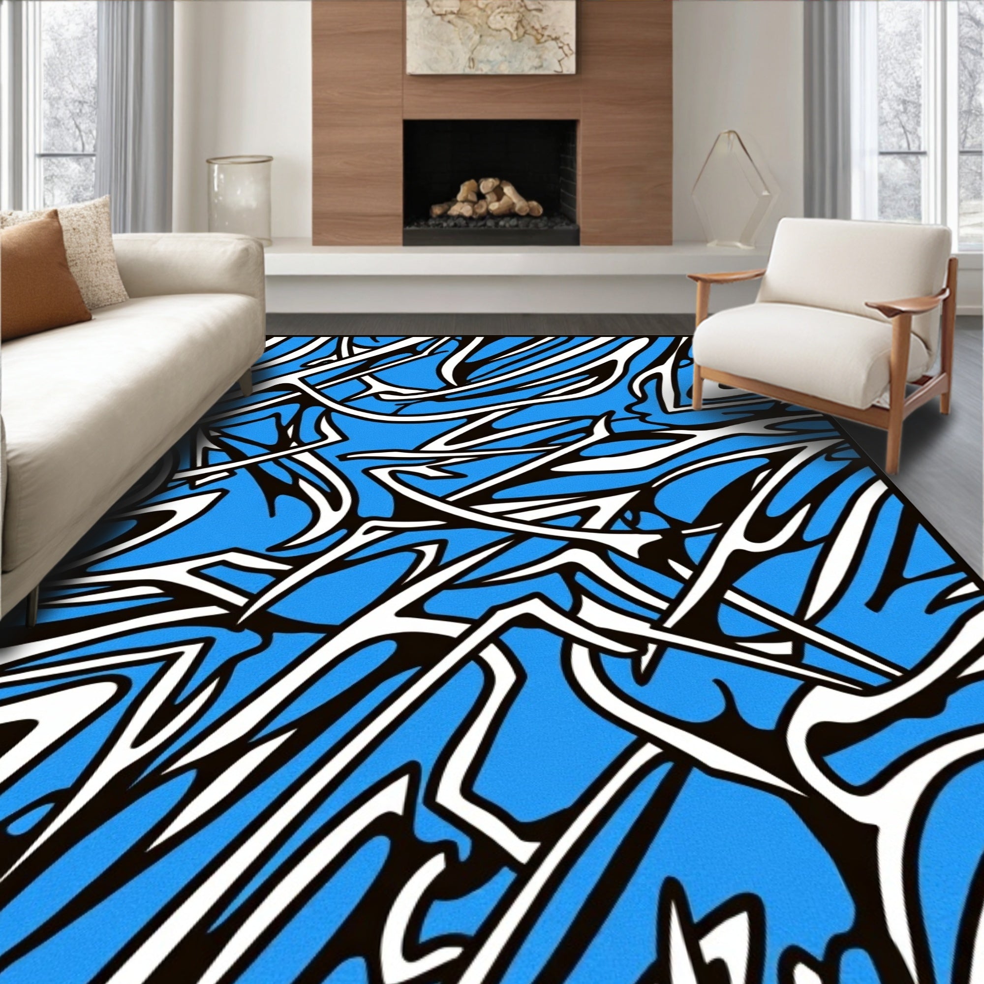 Dynamic Abstract Graphic Flow Rug