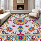 Vibrant Floral Medallion Border Rug