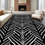 Bold Abstract Black White Lines Rug