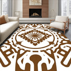 Bold Brown Geometric Mandala Rug
