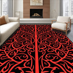 Intricate Red Swirl Pattern Design Rug