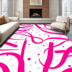 Vibrant Pink Swirls Dot Pattern Rug