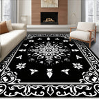 Black White Floral Mandala Design Rug