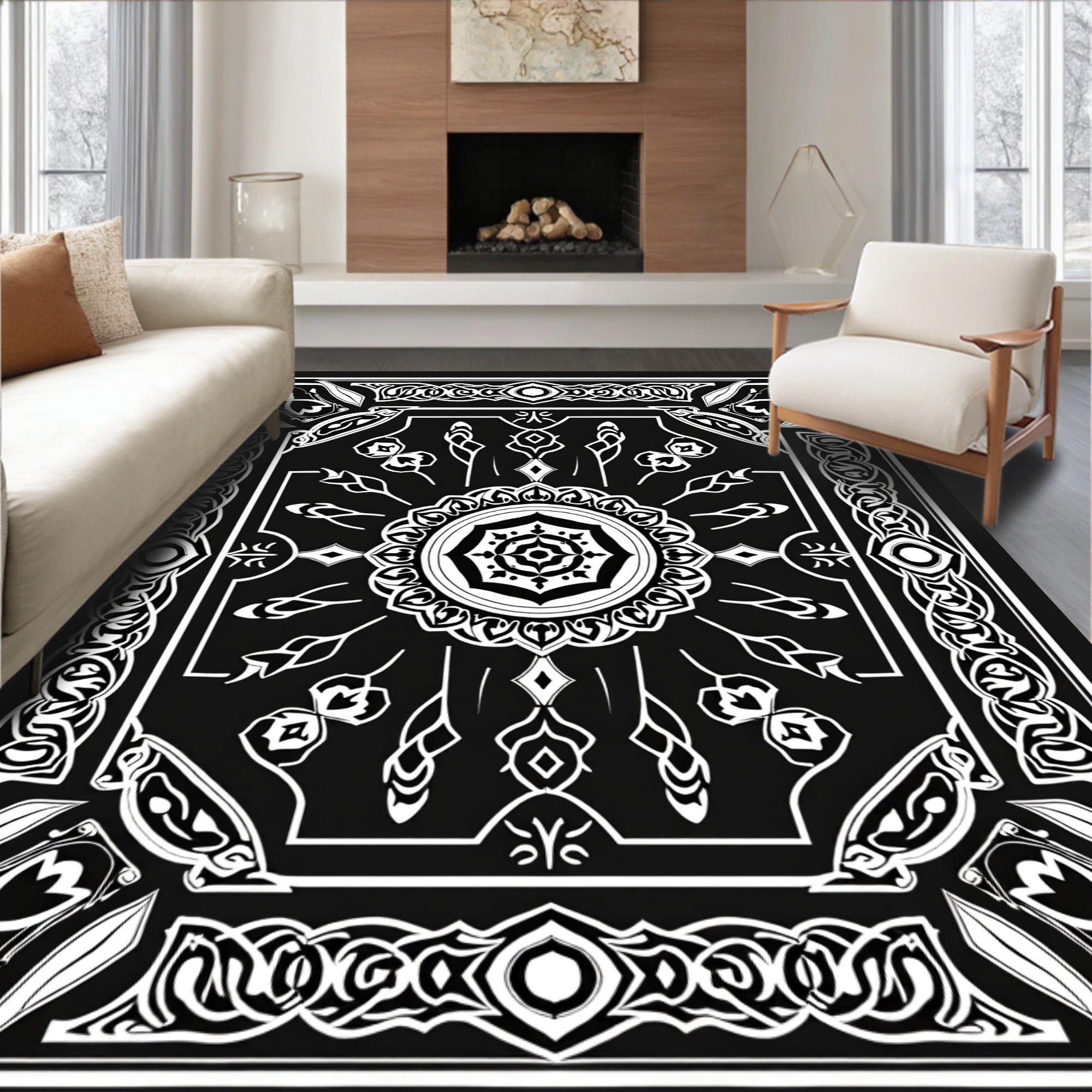 Intricate Tribal Mandala Pattern Rug