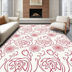 Crimson Floral Swirl Pattern Rug