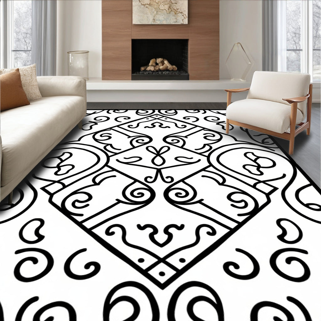 Intricate Swirls Geometric Design Rug