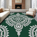 Intricate Floral Mandalas Emerald Rug