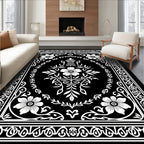Classic Floral Border Central Medallion Design Rug