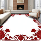 Damask Rose Scroll Border Design Rug