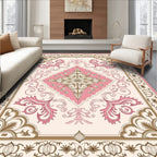Elegant Pink Gold Filigree Pattern Rug