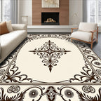 Ornate Scrollwork And Floral Border Design Rug