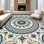Intricate Floral Sun Mandala Design Rug