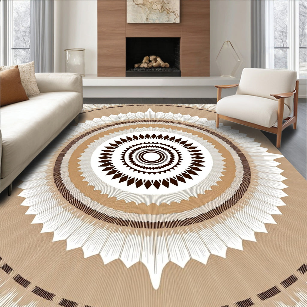 Radial Sunburst Geometric Pattern Rug