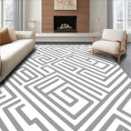 Abstract Grey Maze Pattern Design Rug