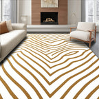Abstract Gold Wavy Lines Rug