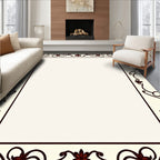 Ornate Floral Vines Pattern Frame Rug
