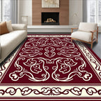 Rich Red Cream Filigree Pattern Rug