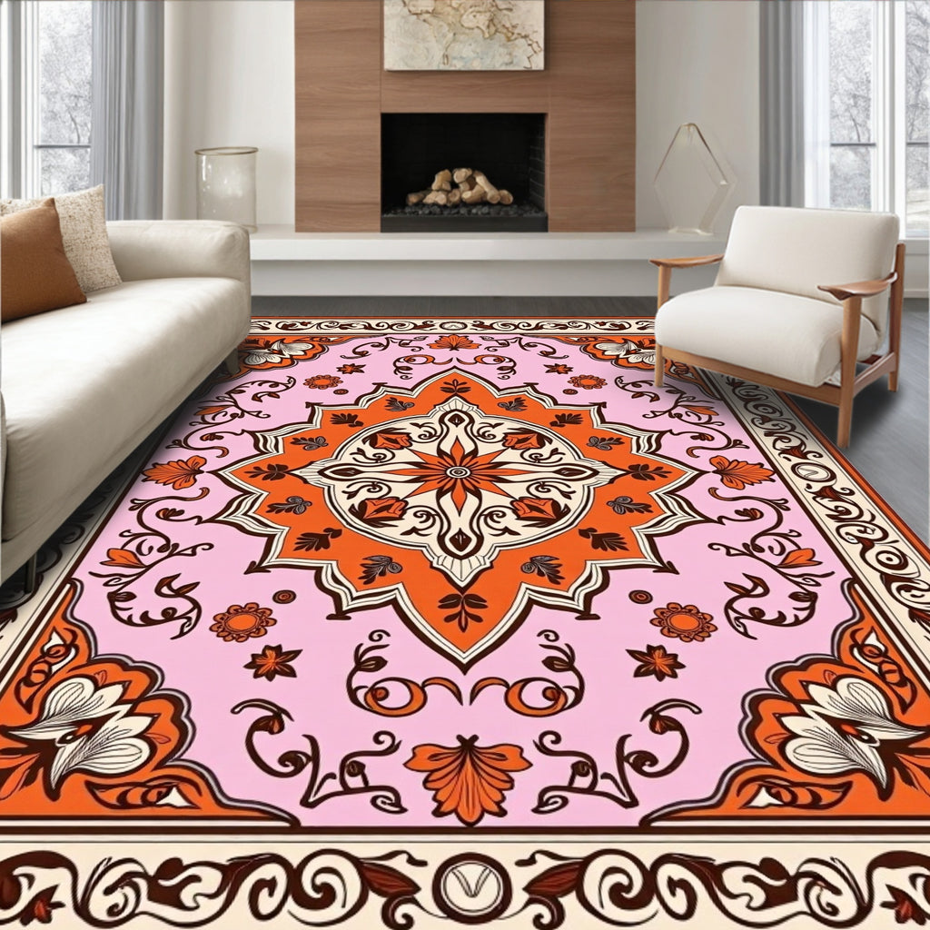 Ornate Floral Mandala Pattern Design Rug