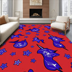 Whimsical Blue Unicorn Star Pattern Rug