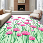 Pink Daisy Field Pattern Rug