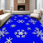 White Snowflakes on Blue Pattern Rug