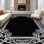 Intricate Floral Scrollwork Border Design Rug