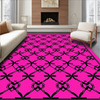 Vibrant Pink Lattice Patterned Rug