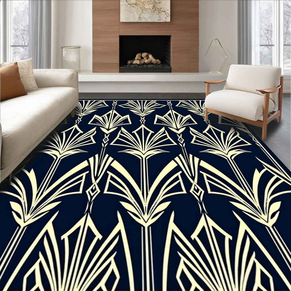 Art Deco Floral Pattern Design Rug