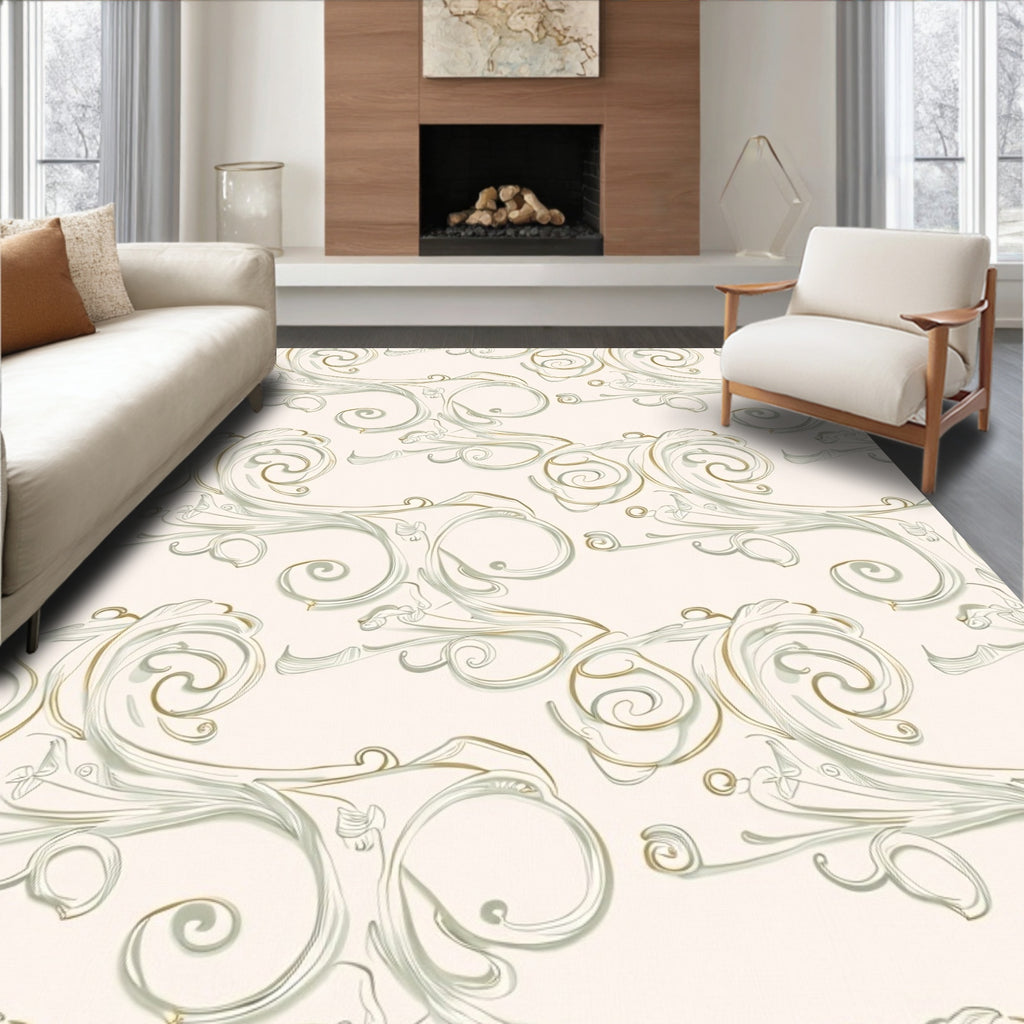 Elegant Floral Swirl Pattern Rug